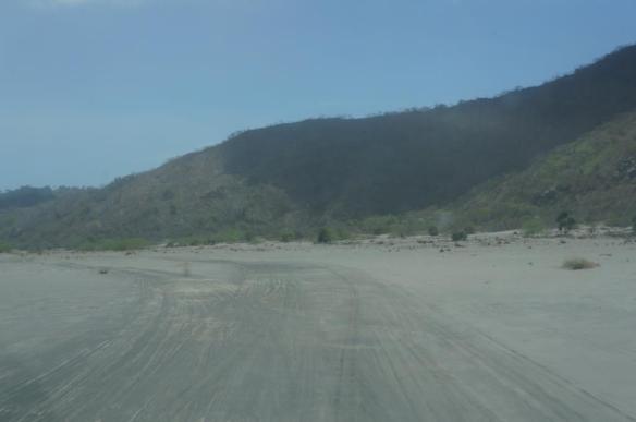 The road past Tavurvur to Matupit Island. Lucky we got across when we did as Tavurvur covered this just 30 minutes later